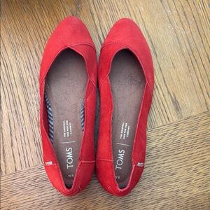 Toms Red Suede Flats Sleek Minimalist Design
